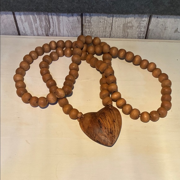 Wooden Heart Beaded Decor - Picture 2 of 3
